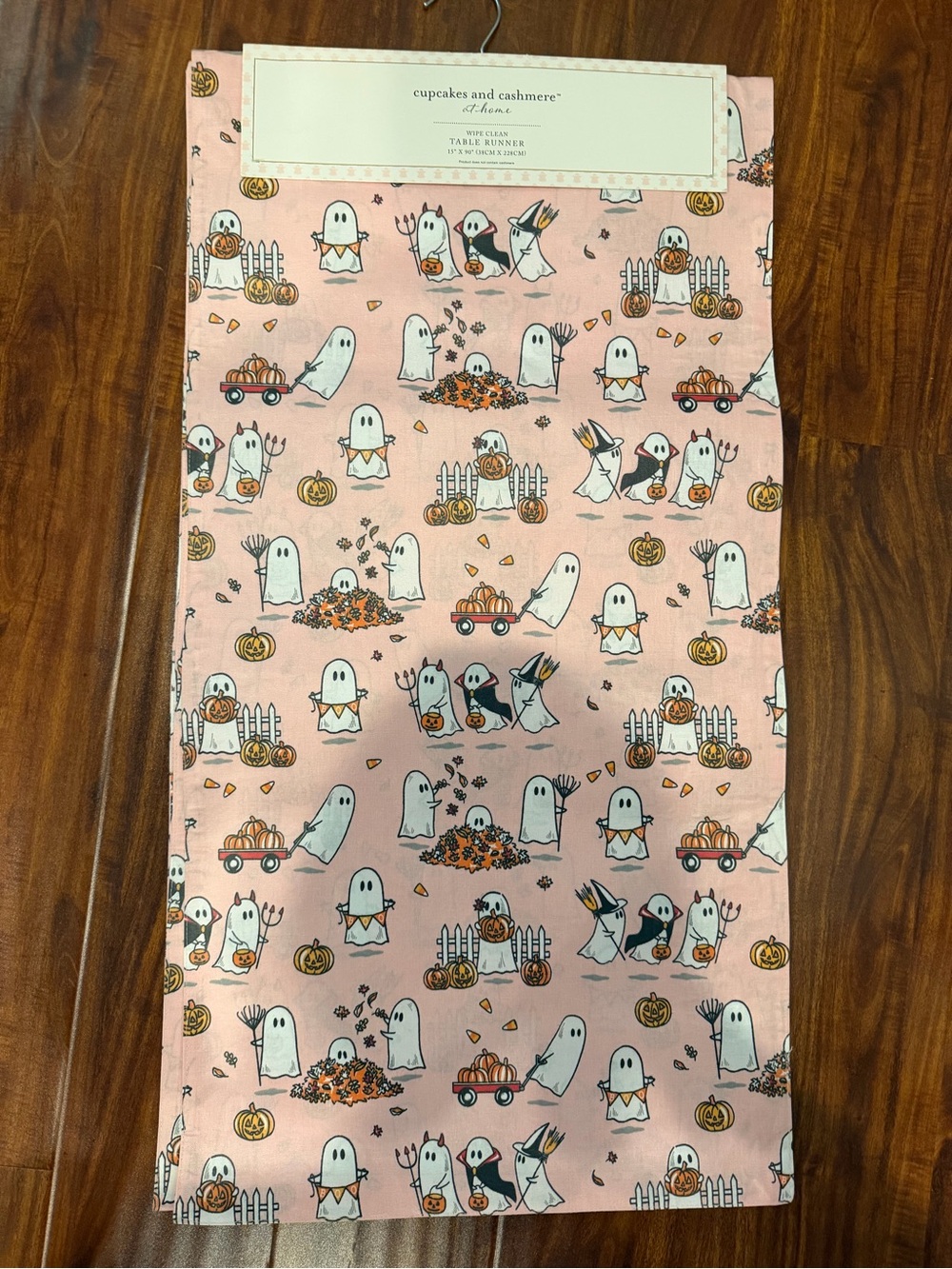 New Cupcakes and Cashmere Pink Halloween Ghost Table Runner